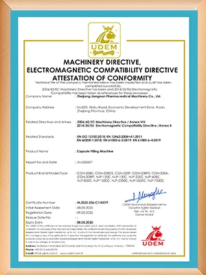 CE Certificate of Capsule Filling Machine