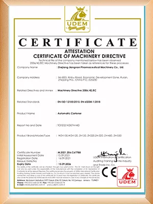 CE Certificate of Cartoner